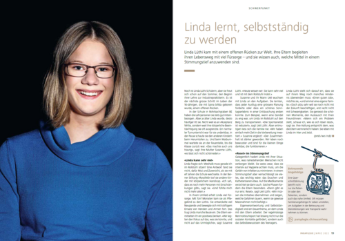 Portrait Linda Luethi im Goennermagazin Paraplegie 2022